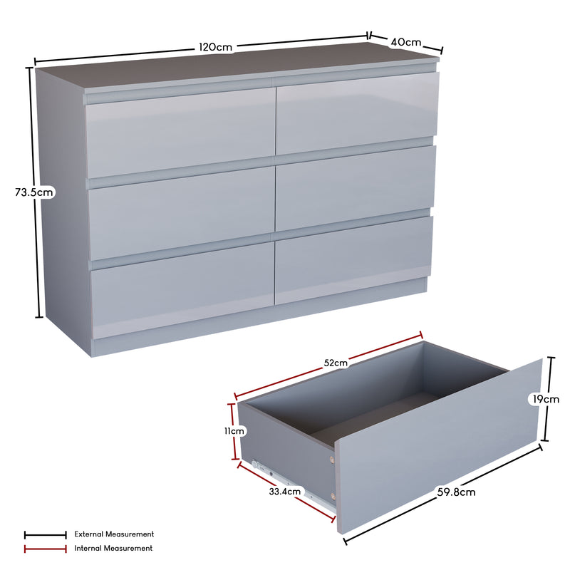 Glinton 6-Drawer Chest, Grey (FSC 100%)