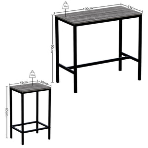 Roslyn 2-Seater Bar Table Set - Grey