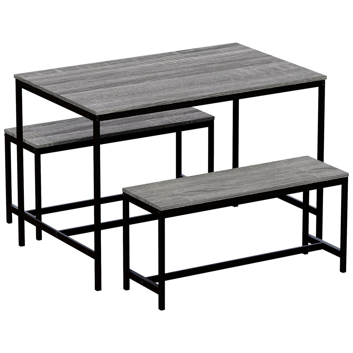 Roslyn 4-Seater Dining Table With Bench Set - Grey