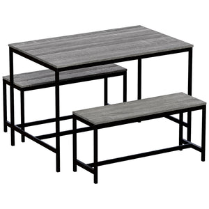 Roslyn 4-Seater Dining Table With Bench Set - Grey