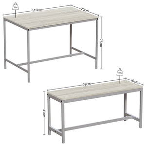 Roslyn 4-Seater Dining Table With Bench Set - Oak
