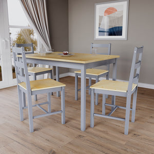 Yorkshire 4-Seater Dining Set - Grey & Pine