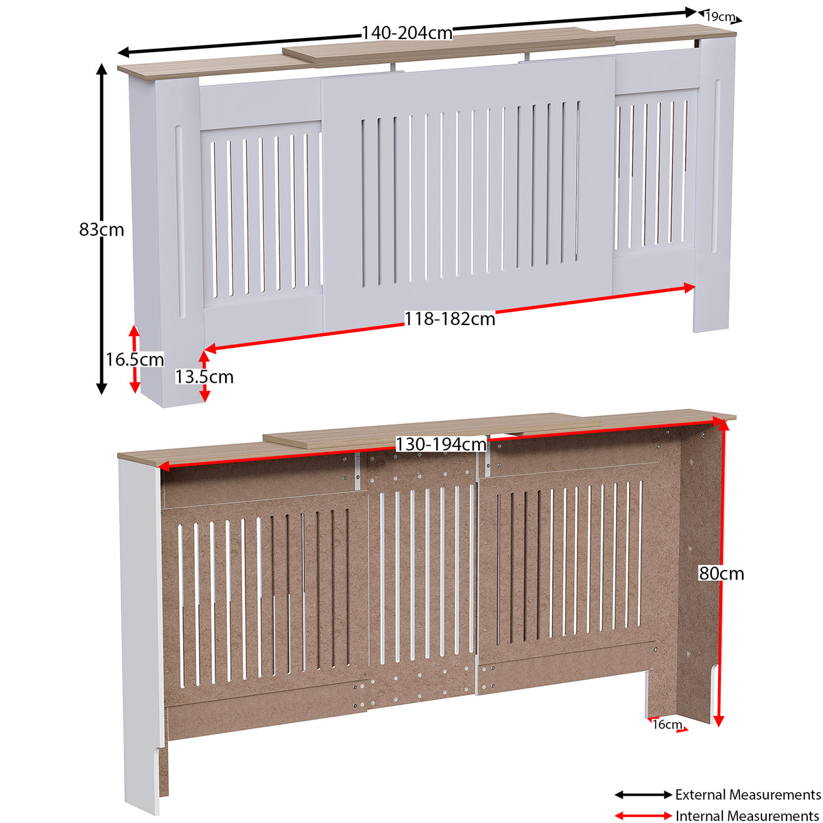 Arlington Adjustable Radiator Cover - White