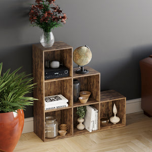 Durham 6-Cube Staircase Storage Unit - Dark Wood