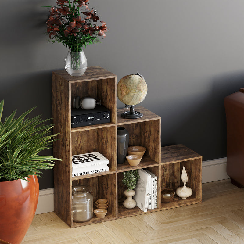 Durham 6-Cube Staircase Storage Unit - Dark Wood