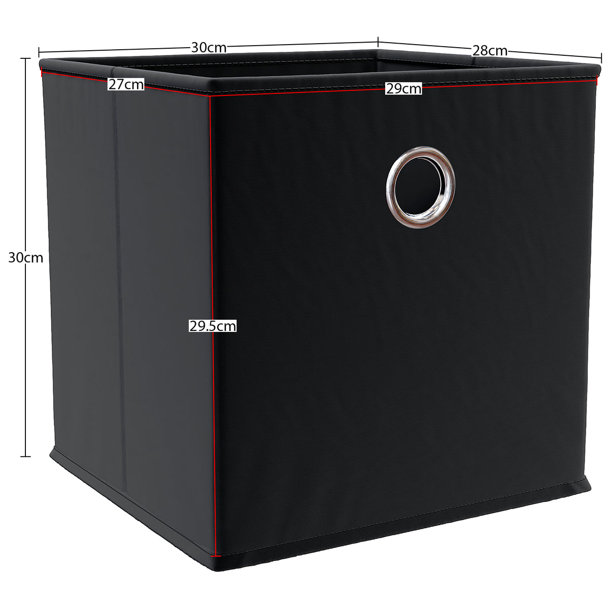 Durham 2x2 Cube Storage Unit, Black & Cube Storage Basket, Set of 2, Black