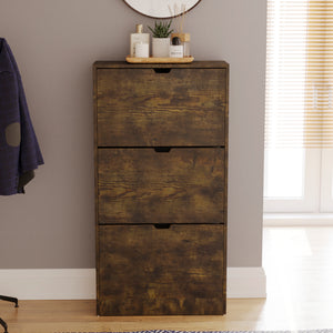 3-Drawer Shoe Cabinet - Dark Wood