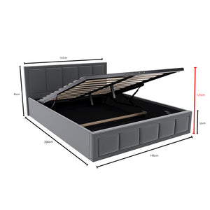 Vanita Double Fabric Ottoman Bed, Light Grey UKFR