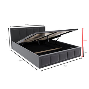 Vanita Double Fabric Ottoman Bed, Dark Grey UKFR