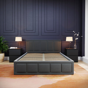 Vanita Double Fabric Ottoman Bed, Light Grey UKFR