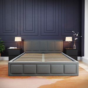 Vanita King Size Fabric Ottoman Bed, Light Grey UKFR