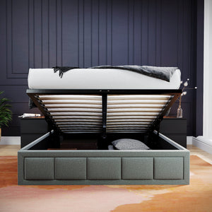 Vanita King Size Fabric Ottoman Bed, Light Grey UKFR