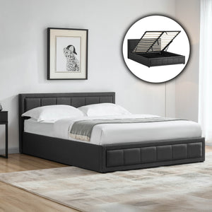 Vanita King Size Fabric Ottoman Bed, Dark Grey UKFR