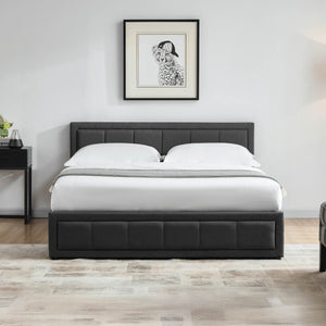 Vanita King Size Fabric Ottoman Bed, Dark Grey UKFR