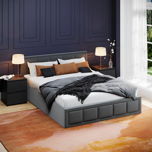 Vanita King Size Fabric Ottoman Bed, Dark Grey UKFR