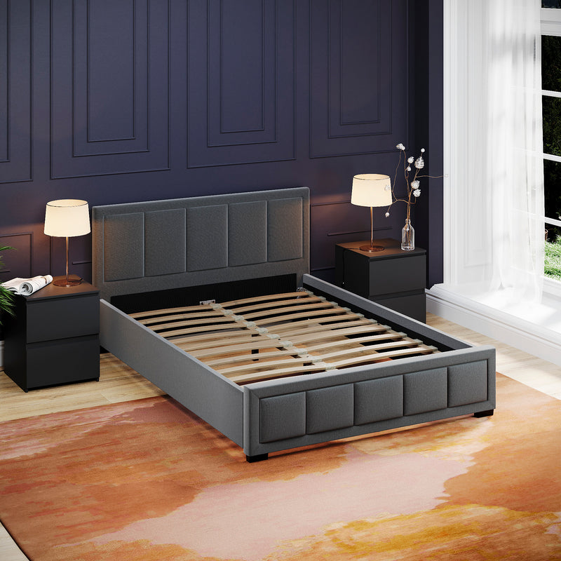 Vanita Double Fabric Bed - Dark Grey