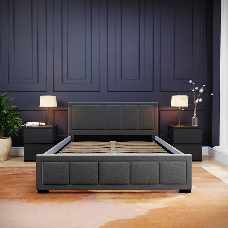 Vanita Double Fabric Bed - Dark Grey