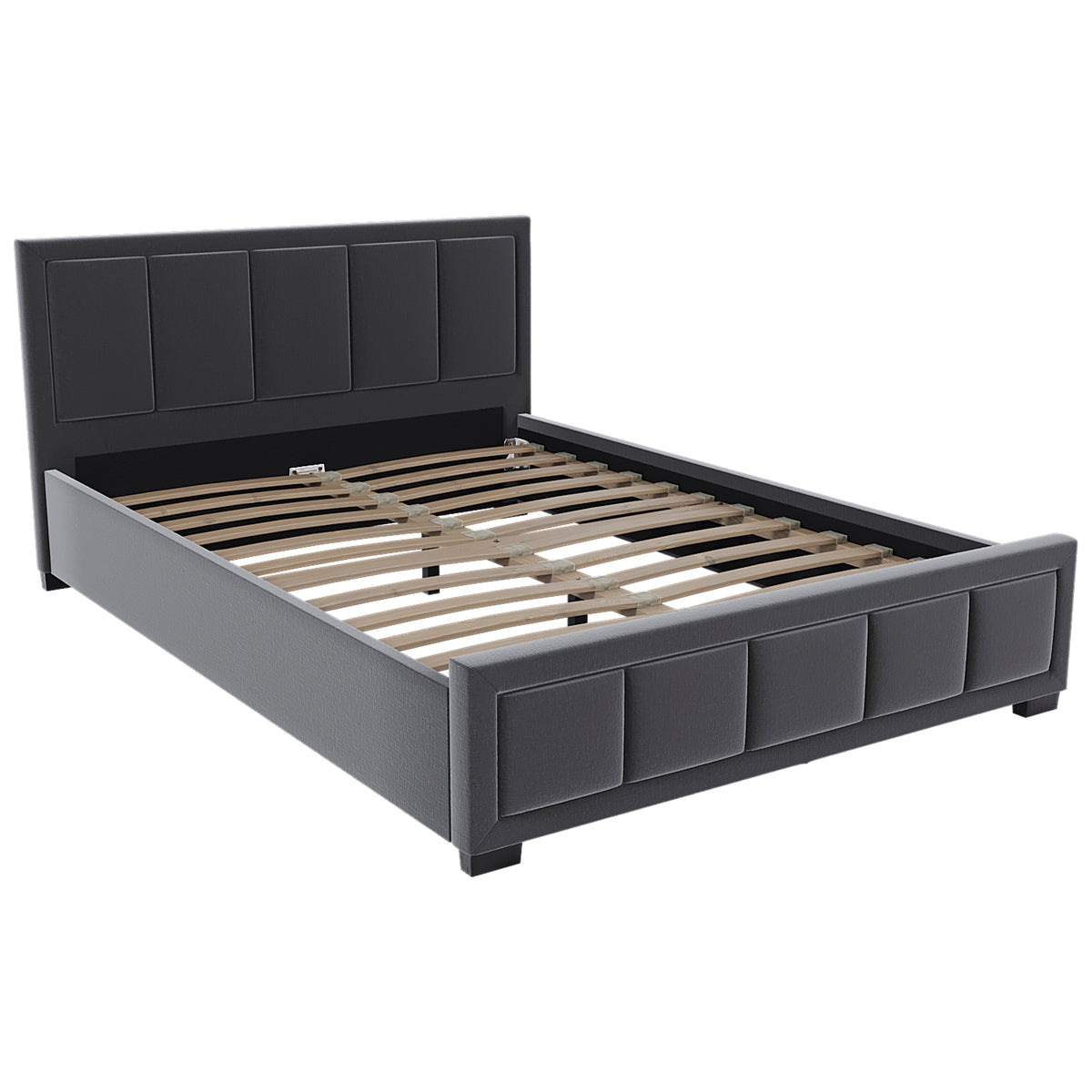 Vanita King Size Fabric Bed, Dark Grey UKFR