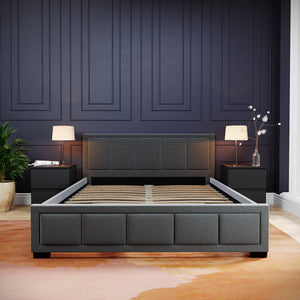 Vanita King Size Fabric Bed, Dark Grey UKFR