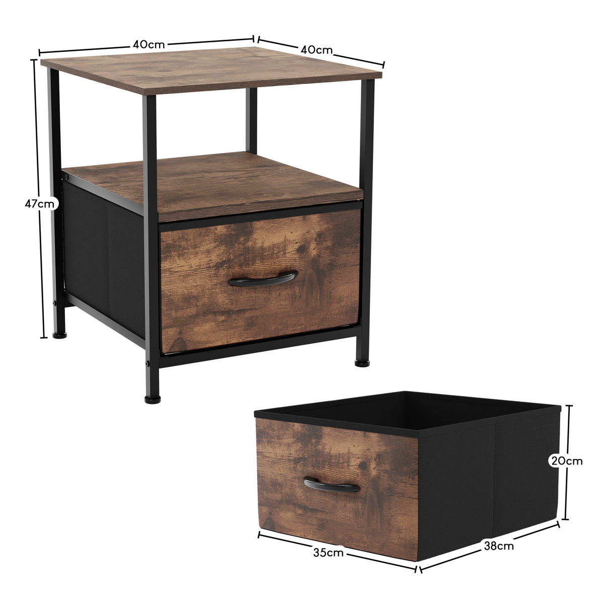 Chorley 1 Drawer Fabric Drawer Chest, Rustic Brown