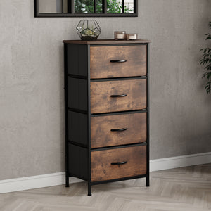 Chorley 4 Drawer Fabric Drawer Chest, Rustic Brown