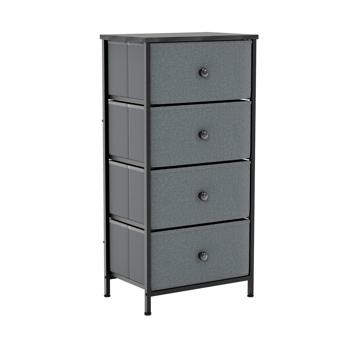 Chorley 4 Drawer Fabric Drawer Chest, Grey & Black