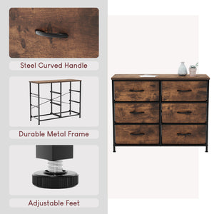 Chorley 6 Drawer Fabric Drawer Chest, Rustic Brown
