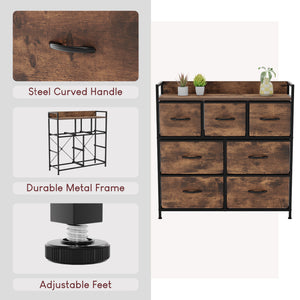Chorley 7 Drawer Fabric Drawer Chest, Rustic Brown