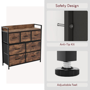 Chorley 7 Drawer Fabric Drawer Chest, Rustic Brown