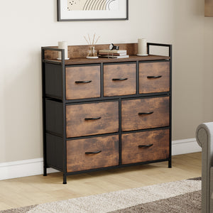Chorley 7 Drawer Fabric Drawer Chest, Rustic Brown