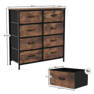 Chorley 8 Drawer Fabric Drawer Chest, Rustic Brown