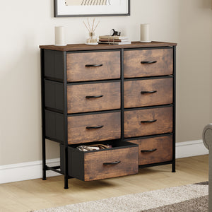 Chorley 8 Drawer Fabric Drawer Chest, Rustic Brown