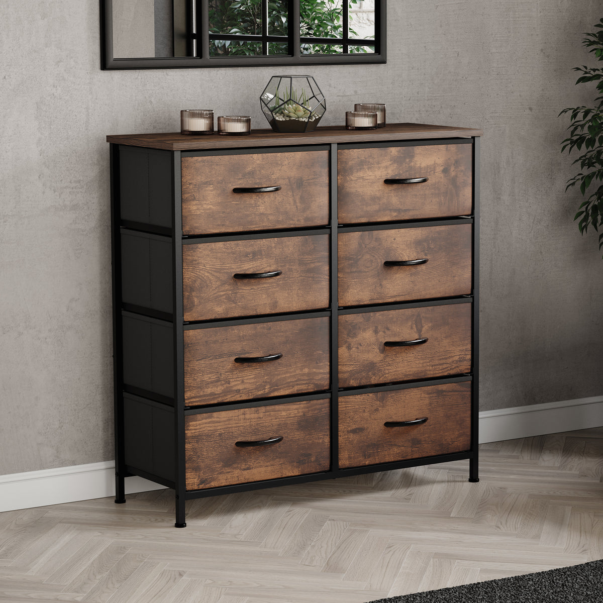 Chorley 8 Drawer Fabric Drawer Chest, Rustic Brown