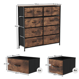 Chorley 10 Drawer Fabric Drawer Chest, Rustic Brown