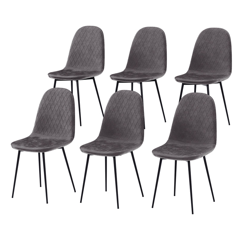 Luton Set Of 6 Fabric Dining Chairs, Grey