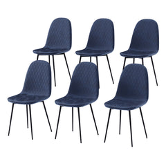 Luton Set Of 6 Fabric Dining Chairs, Blue