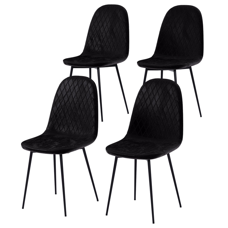 Luton Set Of 4 Fabric Dining Chairs, Black