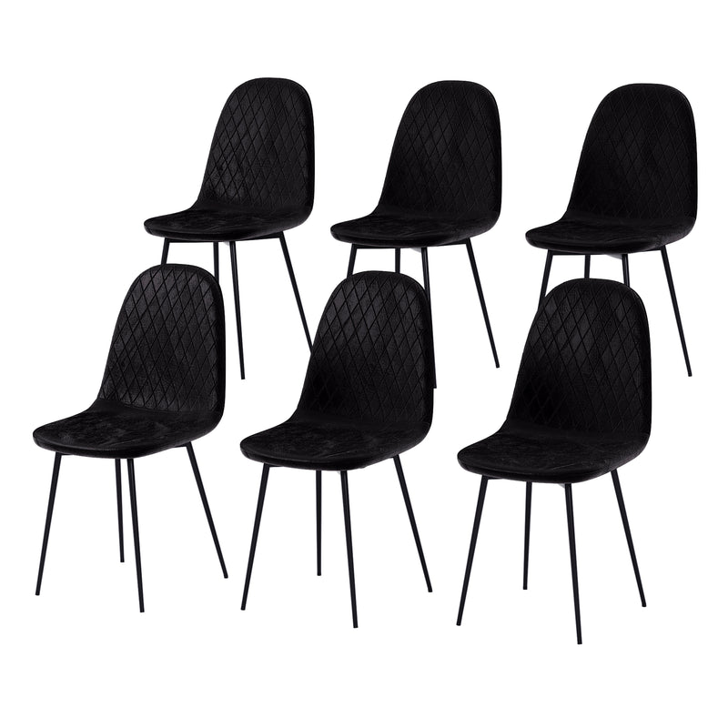 Luton Set Of 6 Fabric Dining Chairs, Black