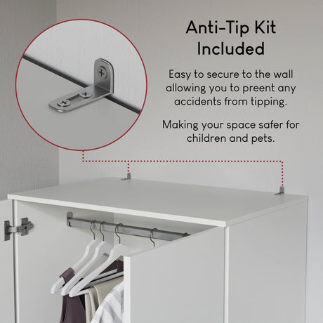 Riano 2 Door 2 DrawerWardrobe for Bedroom Storage- white
