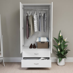 Riano 2 Door 2 DrawerWardrobe for Bedroom Storage- white
