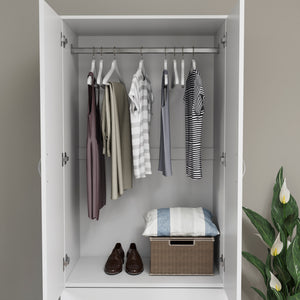 Riano 2 Door 2 DrawerWardrobe for Bedroom Storage- white
