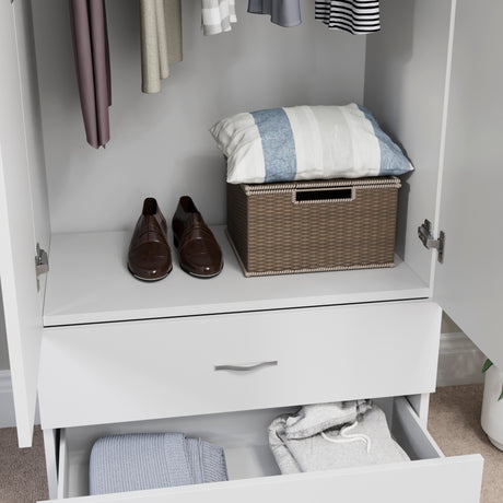 Riano 2 Door 2 DrawerWardrobe for Bedroom Storage- white

