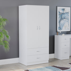Riano 2 Door 2 DrawerWardrobe for Bedroom Storage- white
