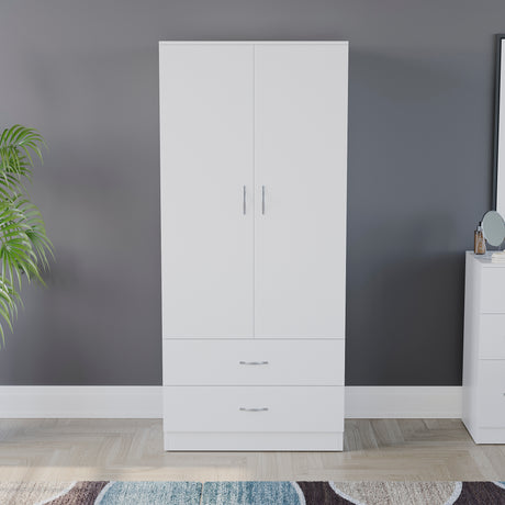 Riano 2 Door 2 DrawerWardrobe for Bedroom Storage- white
