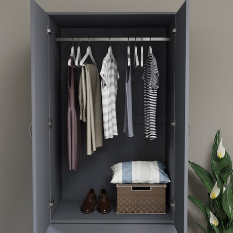 Riano 2 Door 2 Drawer Wardrobe for Bedroom Storage - grey
