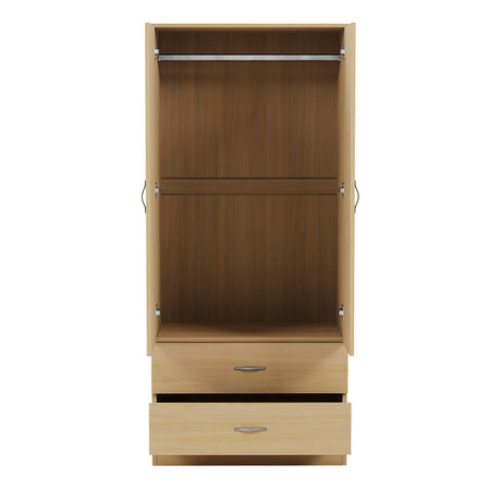 Riano 2 Door 2 Drawer Wardrobe for Bedroom Storage - Pine