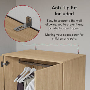 Riano 2 Door 2 Drawer Wardrobe for Bedroom Storage - Pine