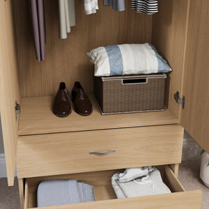 Riano 2 Door 2 Drawer Wardrobe for Bedroom Storage - Pine