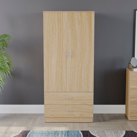 Riano 2 Door 2 Drawer Wardrobe for Bedroom Storage - Pine