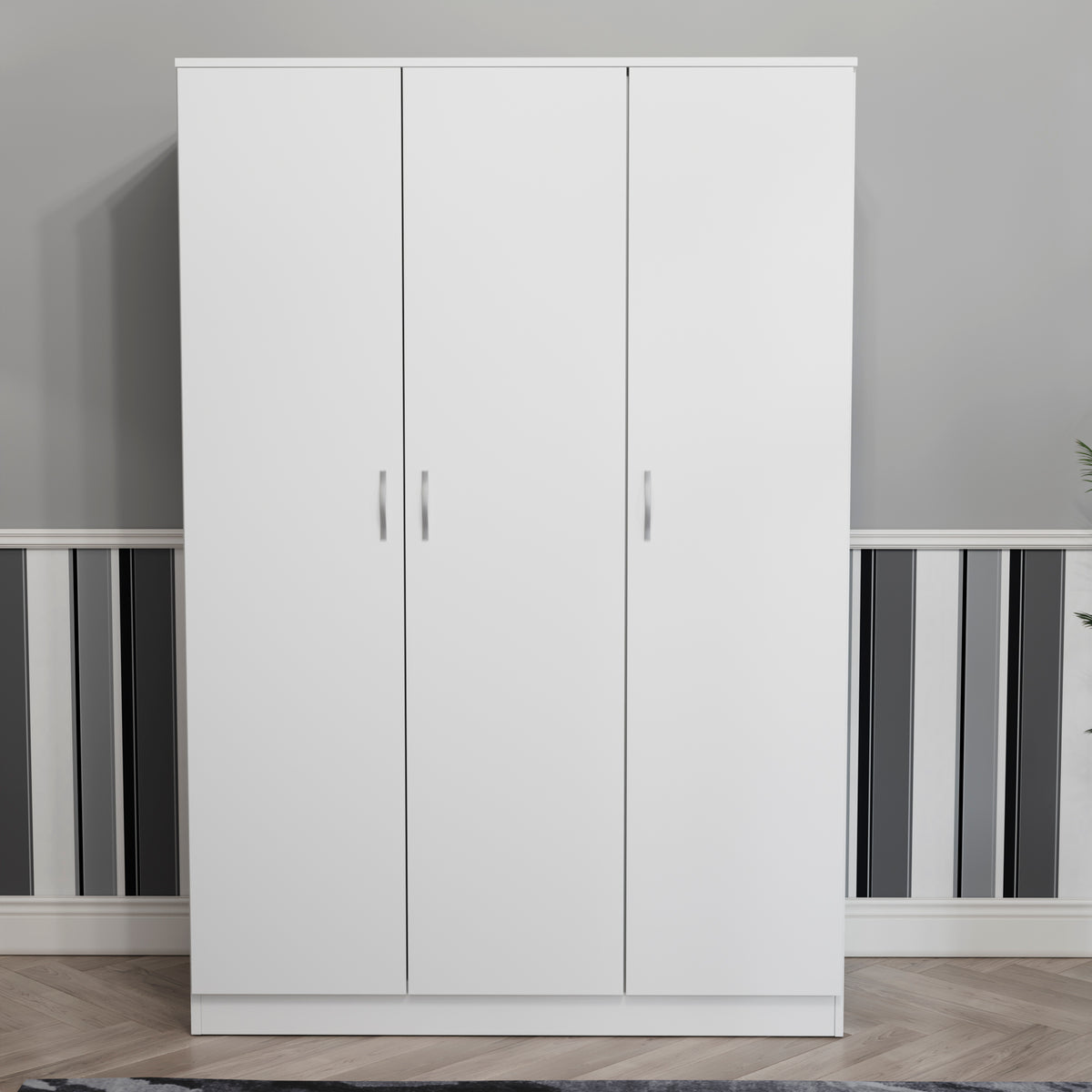 Riano 3 Door Wardrobe for Bedroom Storage- white

